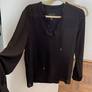 Black blouse with lace up detail